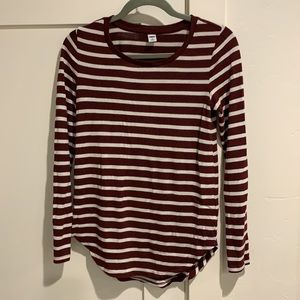 Maroon Striped Long Sleeve Shirt
